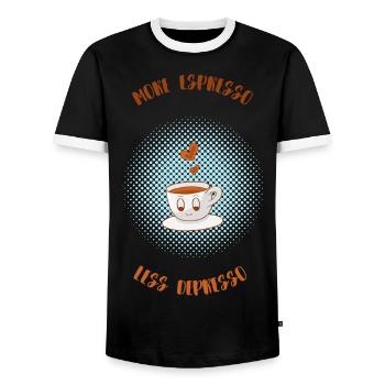 Espresso, Coffee, Kaffee, Latte, Geschenkidee, Fun - Männer Kontrast-T-Shirt - Schwarz/Weiß - Vorne - AI Model Female 172 light (172cm) & AI Model Male 178 light (178cm)
