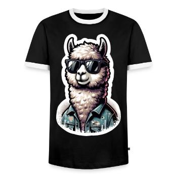 Veste en jean Alpaca Cool Sunglasses - T-shirt contrasté Homme - noir/blanc - Devant - AI Model Female 172 light (172cm) & AI Model Male 178 light (178cm)
