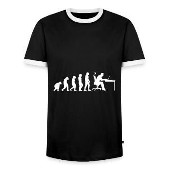 Evolution Of Man Coding Software Developer Program - Männer Kontrast-T-Shirt - Schwarz/Weiß - Vorne - AI Model Female 172 light (172cm) & AI Model Male 178 light (178cm)