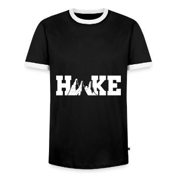 Retro Graphic Hiking Hiker Mountaineering Trekking - Männer Kontrast-T-Shirt - Schwarz/Weiß - Vorne - AI Model Female 172 light (172cm) & AI Model Male 178 light (178cm)
