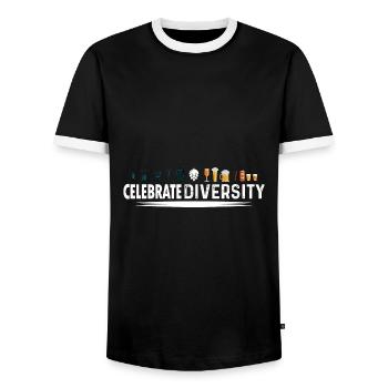 Celebrate Diversity Homebrewing Homebrew Craftbeer - Männer Kontrast-T-Shirt - Schwarz/Weiß - Vorne - AI Model Female 172 light (172cm) & AI Model Male 178 light (178cm)