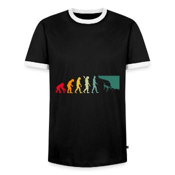 Evolution Graphic Climbing Climber Bouldering Boul - Männer Kontrast-T-Shirt - Schwarz/Weiß - Vorne - AI Model Female 172 light (172cm) & AI Model Male 178 light (178cm)