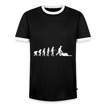 Gärtner Evolution Rasenmäher Aufsitzmäher Gartenar - Männer Kontrast-T-Shirt - Schwarz/Weiß - Vorne - AI Model Female 172 light (172cm) & AI Model Male 178 light (178cm)