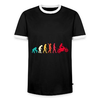 Evolution Graphic Dirt Biker Motorcycle Enduro Mot - Männer Kontrast-T-Shirt - Schwarz/Weiß - Vorne - AI Model Female 172 light (172cm) & AI Model Male 178 light (178cm)