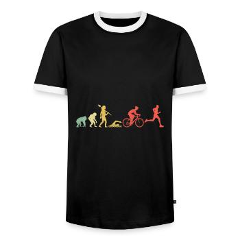 Evolution Triathlon Laufrad Schwimmen Triathlet Triat - Männer Kontrast-T-Shirt - Schwarz/Weiß - Vorne - AI Model Female 172 light (172cm) & AI Model Male 178 light (178cm)