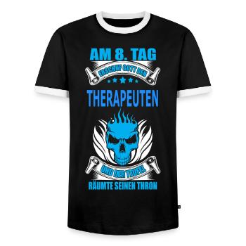 THERAPEUTEN - Männer Kontrast-T-Shirt - Schwarz/Weiß - Vorne - AI Model Female 172 light (172cm) & AI Model Male 178 light (178cm)