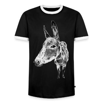 donkey - Men's Ringer Shirt - black/white - Front - AI Model Female 172 light (172cm) & AI Model Male 178 light (178cm)