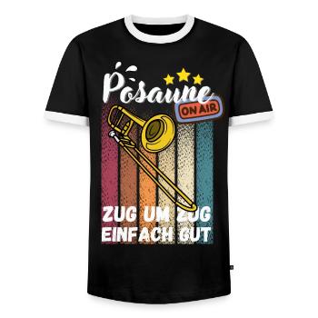 Posaune Musik Geschenkidee - Männer Kontrast-T-Shirt - Schwarz/Weiß - Vorne - AI Model Female 172 light (172cm) & AI Model Male 178 light (178cm)