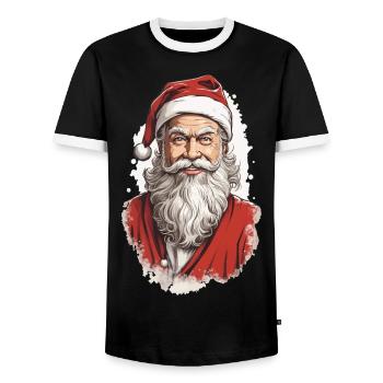Classic Santa Claus in Winter Retro Design - Men's Ringer Shirt - black/white - Front - AI Model Female 172 light (172cm) & AI Model Male 178 light (178cm)