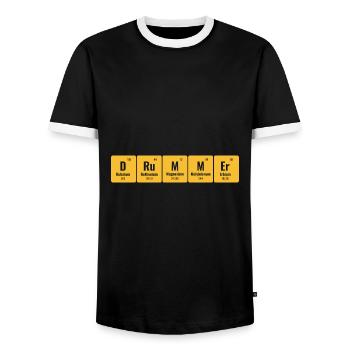 Periodical Table Of Elements Drummer Drum Drumming - Men's Ringer Shirt - black/white - Front - AI Model Female 172 light (172cm) & AI Model Male 178 light (178cm)