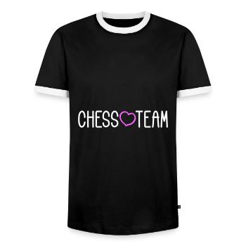 Chess Team - Men's Ringer Shirt - black/white - Front - AI Model Female 172 light (172cm) & AI Model Male 178 light (178cm)