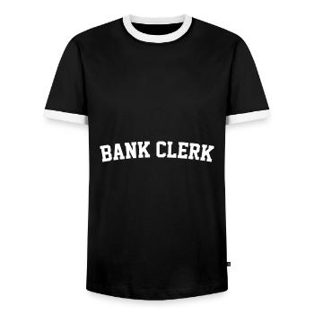 Retro Graphic Bank Clerk Bookkeeper Bank Employee - Männer Kontrast-T-Shirt - Schwarz/Weiß - Vorne - AI Model Female 172 light (172cm) & AI Model Male 178 light (178cm)