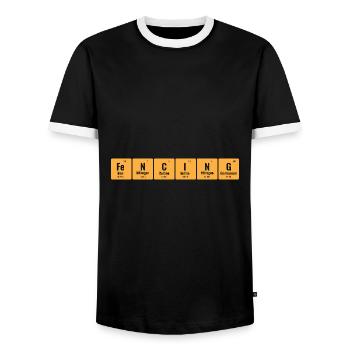 Fencing Periodic Table Of Elements Sword Epee - Men's Ringer Shirt - black/white - Front - AI Model Female 172 light (172cm) & AI Model Male 178 light (178cm)