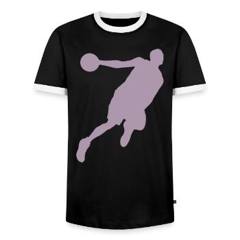 Silhouette de basketteur, design sportif dynamique - T-shirt contrasté Homme - noir/blanc - Devant - AI Model Female 172 light (172cm) & AI Model Male 178 light (178cm)