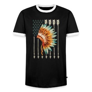 Cadeau de flèche d’indicateur américain indigène des ETATS-UNIS - T-shirt contrasté Homme - noir/blanc - Devant - AI Model Female 172 light (172cm) & AI Model Male 178 light (178cm)
