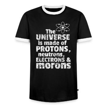 Funny Chemistry Pun Science Teacher Apparel - Men's Ringer Shirt - black/white - Front - AI Model Female 172 light (172cm) & AI Model Male 178 light (178cm)