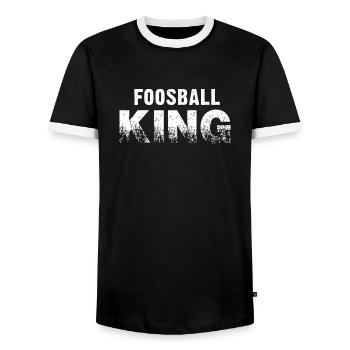 Foosball King - Men's Ringer Shirt - black/white - Front - AI Model Female 172 light (172cm) & AI Model Male 178 light (178cm)