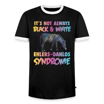 Zebra Ehlers Danlos Syndrome Awareness - Men's Ringer Shirt - black/white - Front - AI Model Female 172 light (172cm) & AI Model Male 178 light (178cm)
