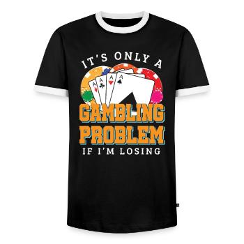 Lustiges Glücksspiel Casino Spieler - Männer Kontrast-T-Shirt - Schwarz/Weiß - Vorne - AI Model Female 172 light (172cm) & AI Model Male 178 light (178cm)