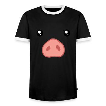 Pig Costume Funny Apparel - Men's Ringer Shirt - black/white - Front - AI Model Female 172 light (172cm) & AI Model Male 178 light (178cm)
