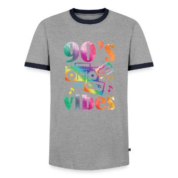 90er Vibes Musik Nostalgische 1990er Jahre Retro - Männer Kontrast-T-Shirt - Grau/Navy  - Vorne - AI Model Female 172 light (172cm) & AI Model Male 178 light (178cm)