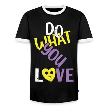 Do What you Love Mindset Freedom - Men's Ringer Shirt - black/white - Front - AI Model Female 172 light (172cm) & AI Model Male 178 light (178cm)