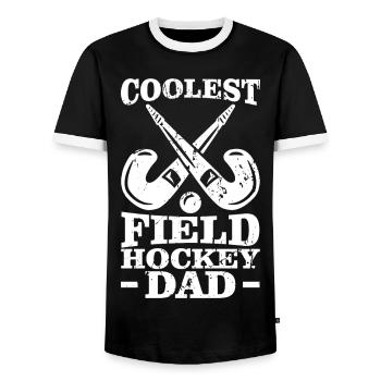 Coolest Hockey Dad - Men's Ringer Shirt - black/white - Front - AI Model Female 172 light (172cm) & AI Model Male 178 light (178cm)