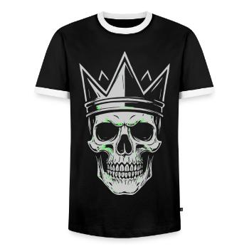 Krone Totenkopf Motiv für Skull und Rock Fans - Männer Kontrast-T-Shirt - Schwarz/Weiß - Vorne - AI Model Female 172 light (172cm) & AI Model Male 178 light (178cm)
