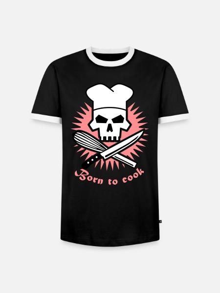 born_to_cook_3c - Men's Ringer Shirt - black/white