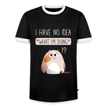 I Have No Idea What I'm Doing. Black Version. - Men's Ringer Shirt - black/white - Front - AI Model Female 172 light (172cm) & AI Model Male 178 light (178cm)