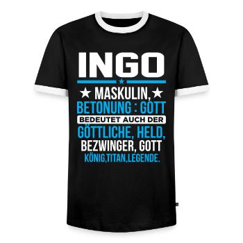 INGO - Titan - Männer Kontrast-T-Shirt - Schwarz/Weiß - Vorne - AI Model Female 172 light (172cm) & AI Model Male 178 light (178cm)