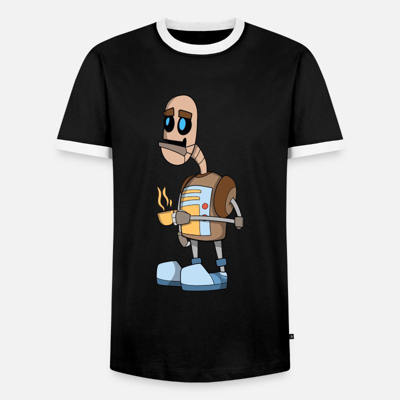Robot - Men's Ringer Shirt - black/white