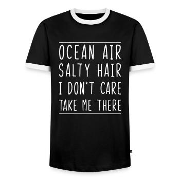 Ocean Air Salty Hair I Do not Care Take Me There - Men's Ringer Shirt - black/white - Front - AI Model Female 172 light (172cm) & AI Model Male 178 light (178cm)