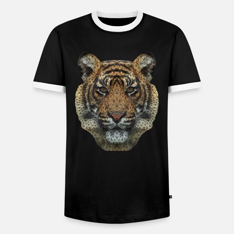 Polygon Tiger Transparent - Männer Kontrast-T-Shirt - Schwarz/Weiß