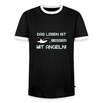 Angeln Leben Angler - Männer Kontrast-T-Shirt - Schwarz/Weiß - Vorne - AI Model Female 172 light (172cm) & AI Model Male 178 light (178cm)