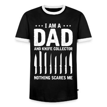 Father and Messerasmmler Messerfan Papa Design - Men's Ringer Shirt - black/white - Front - AI Model Female 172 light (172cm) & AI Model Male 178 light (178cm)