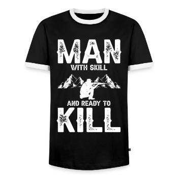 Conception de chasseur de coyote pour la chasse au coyote - T-shirt contrasté Homme - noir/blanc - Devant - AI Model Female 172 light (172cm) & AI Model Male 178 light (178cm)