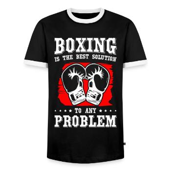 La boxe est la meilleure solution à n’importe quel problème - T-shirt contrasté Homme - noir/blanc - Devant - AI Model Female 172 light (172cm) & AI Model Male 178 light (178cm)