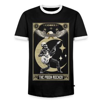 THE MOON ROCKER TAROT mystical design - Men's Ringer Shirt - black/white - Front - AI Model Female 172 light (172cm) & AI Model Male 178 light (178cm)