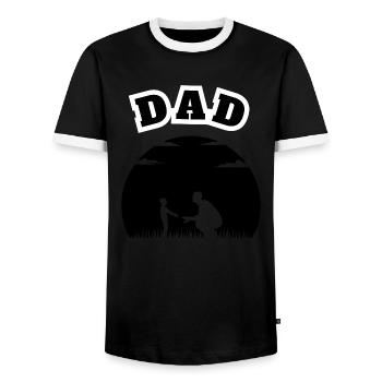 Dad Young Son Black - Men's Ringer Shirt - black/white - Front - AI Model Female 172 light (172cm) & AI Model Male 178 light (178cm)
