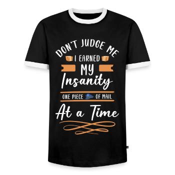 Postman Parcel service Letters Parcel carrier - Men's Ringer Shirt - black/white - Front - AI Model Female 172 light (172cm) & AI Model Male 178 light (178cm)