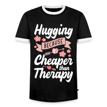 Cuddling girlfriend - Men's Ringer Shirt - black/white - Front - AI Model Female 172 light (172cm) & AI Model Male 178 light (178cm)