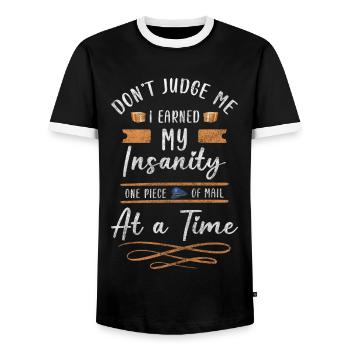 Postman Parcels Post Parcel Deliverer - Men's Ringer Shirt - black/white - Front - AI Model Female 172 light (172cm) & AI Model Male 178 light (178cm)