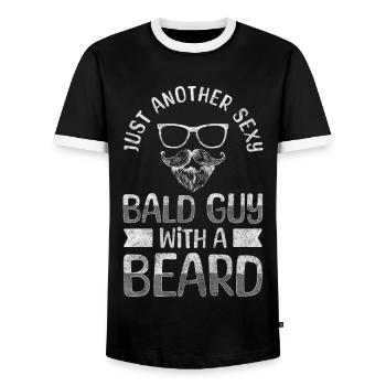 Hairstyle Men Beard Irony - Men's Ringer Shirt - black/white - Front - AI Model Female 172 light (172cm) & AI Model Male 178 light (178cm)