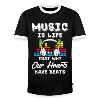 La musique, c’est la vie - T-shirt contrasté Homme - noir/blanc - Devant - AI Model Female 172 light (172cm) & AI Model Male 178 light (178cm)
