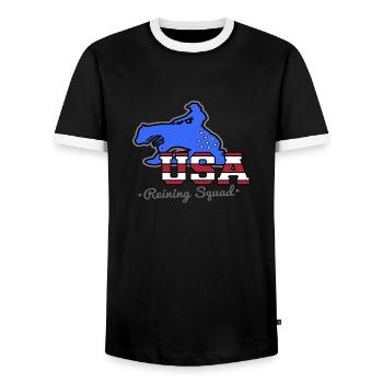 Reining Horse Sliding Stop - Western riding Gift - T-shirt contrasté Homme - noir/blanc - Devant - AI Model Female 172 light (172cm) & AI Model Male 178 light (178cm)