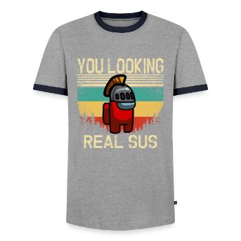Du siehst echt aus Sus - Männer Kontrast-T-Shirt - Grau/Navy  - Vorne - AI Model Female 172 light (172cm) & AI Model Male 178 light (178cm)