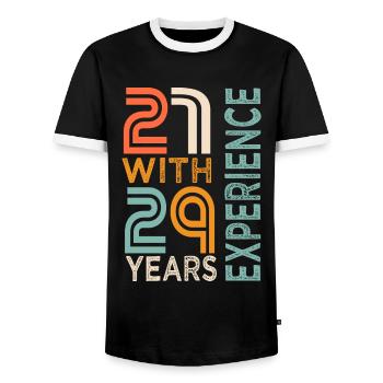 50th Birthday Gift 50th Anniversary - Men's Ringer Shirt - black/white - Front - AI Model Female 172 light (172cm) & AI Model Male 178 light (178cm)
