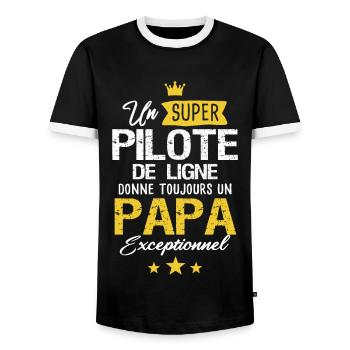 Pilote de ligne cadeau drôle futur papa - T-shirt contrasté Homme - noir/blanc - Devant - AI Model Female 172 light (172cm) & AI Model Male 178 light (178cm)