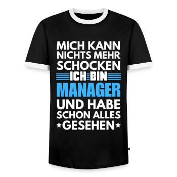 Nicht schockbarer Manager - Männer Kontrast-T-Shirt - Schwarz/Weiß - Vorne - AI Model Female 172 light (172cm) & AI Model Male 178 light (178cm)